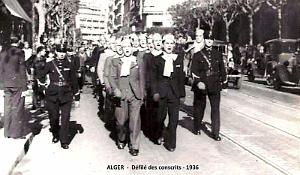 ALGER - DEFILE DE CONSCRITS - 1936